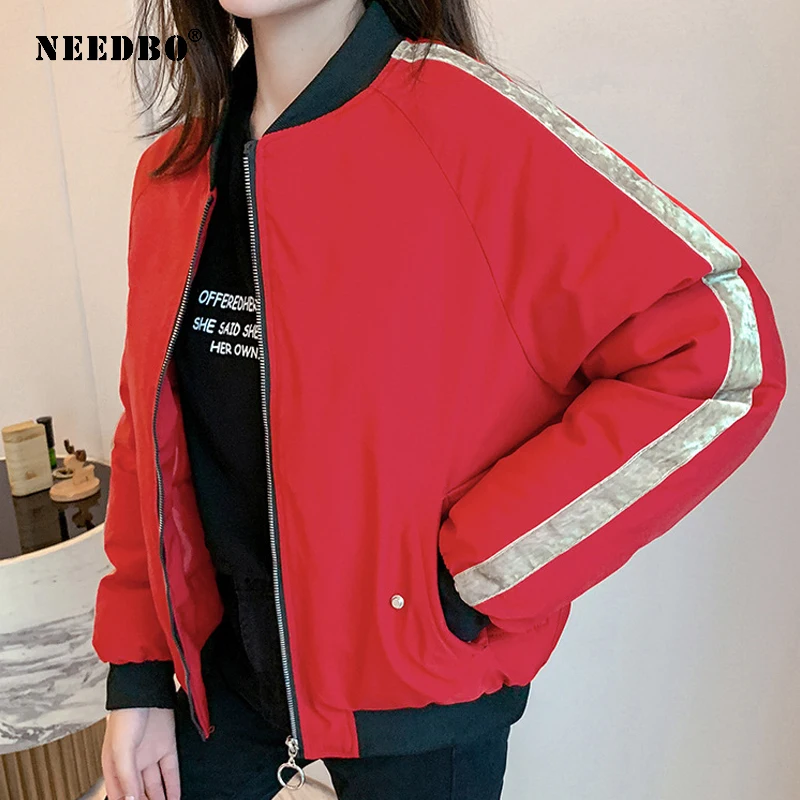 NEEDBO Winter Jacket Women Parka Casaco Cotton Padded Mujer Jacket Female Basic Winter Jacket Coat Outerwear Embroidery Jacket