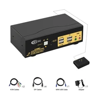 2port dual monitor displayport kvm switch extended display 4k60hz 444 with audio and usb hub