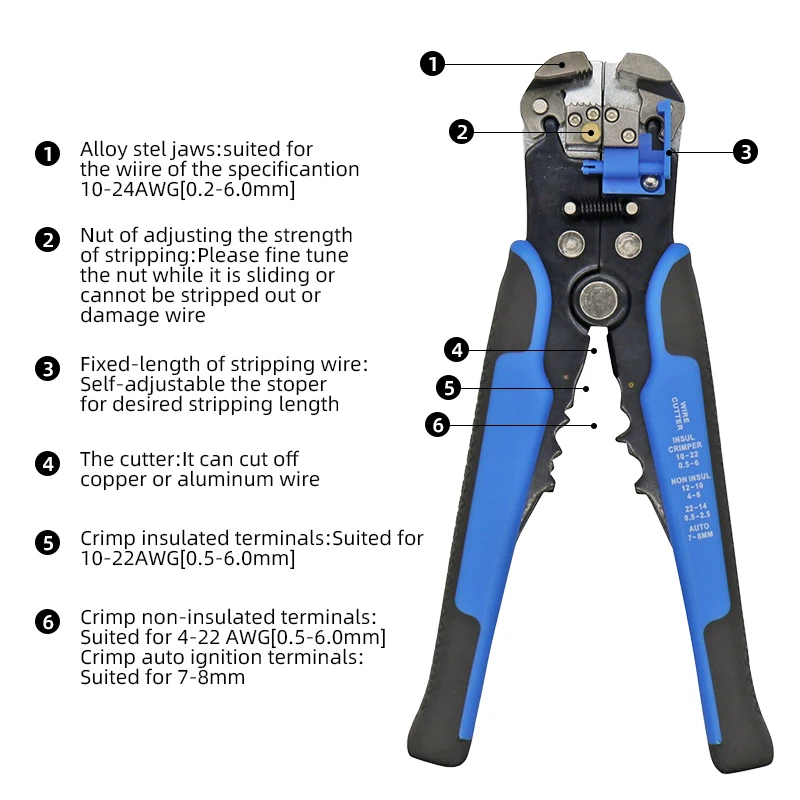 HS-D1 HSC8 6-4 Crimper Cable Cutter Automatic Wire Stripper Multifunctional Stripping hand Tools Crimping Pliers Terminal | Инструменты