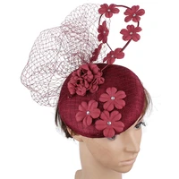 4 layer sinamay high quality fascinator hat elegant women bridal fashion headwear veils floral married millinery accessories