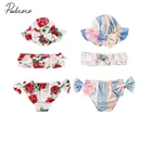 2020 летний купальник для маленьких девочек 3 шт. комплект бикини купальник купальный комплект плавательной шапки