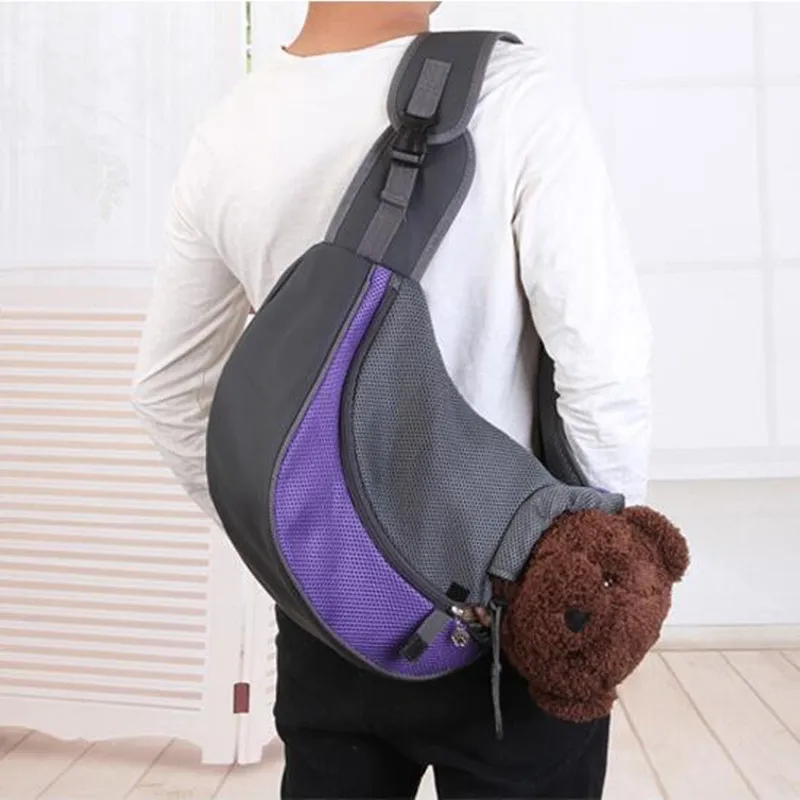 

Дорожный рюкзак для домашних животных, Портативная сумка-мессенджер на одно плечо, дышащий сетчатый ранец для кошек и собак, аксессуары для ...