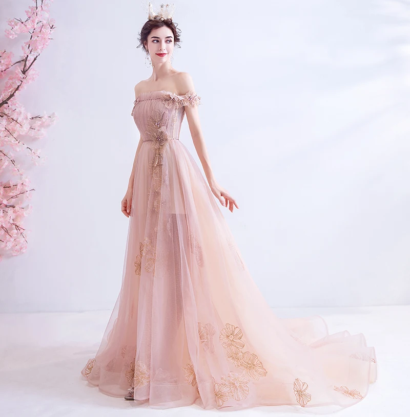 Розовое Пышное Платье с вырезом лодочкой на спине без Бретелек Милое милое