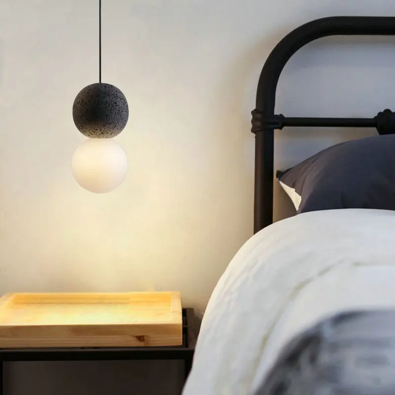 Minimalist Modern Design Black Pink Glass Ball LED Pendant Light for Bedroom Dining Living Room Restaurant Counter Nordic Decor | Освещение