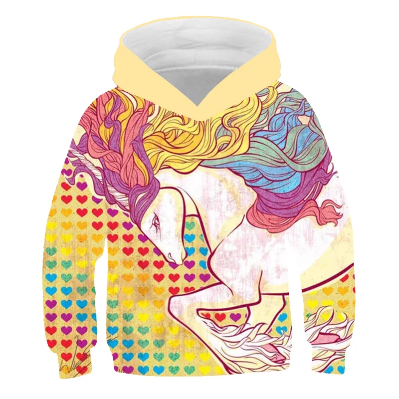 

3D Printed Unicorn Horse Hoodies Children Sweatshirts Boys Oversized Hoodie for Girls Teen Streetwear Pullover Kids Hip Hop Tops