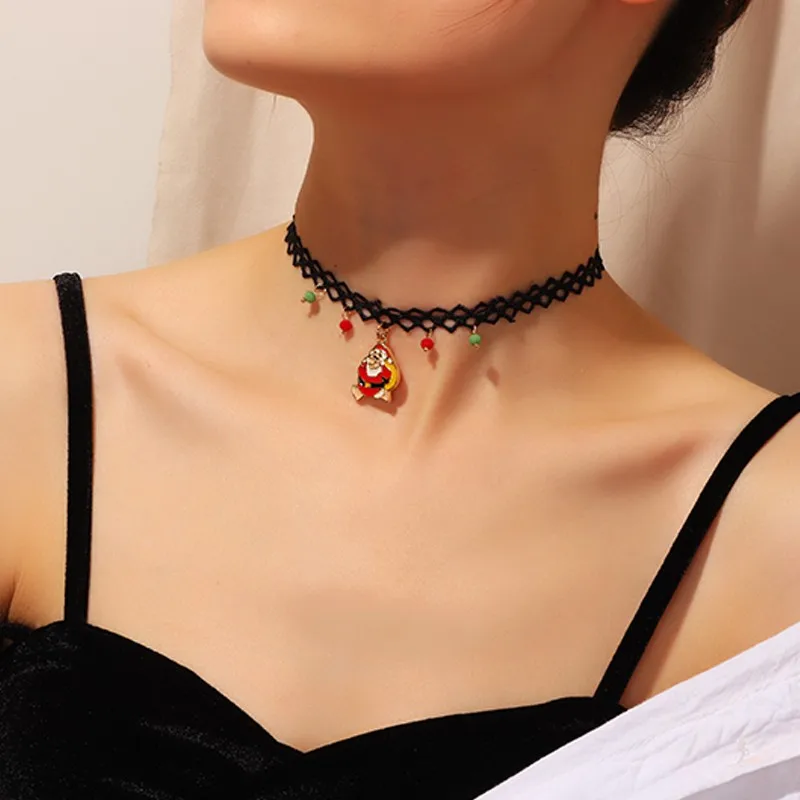 Новинка ручная работа подвеска с Санта Клаусом сплав капля масла ожерелье из