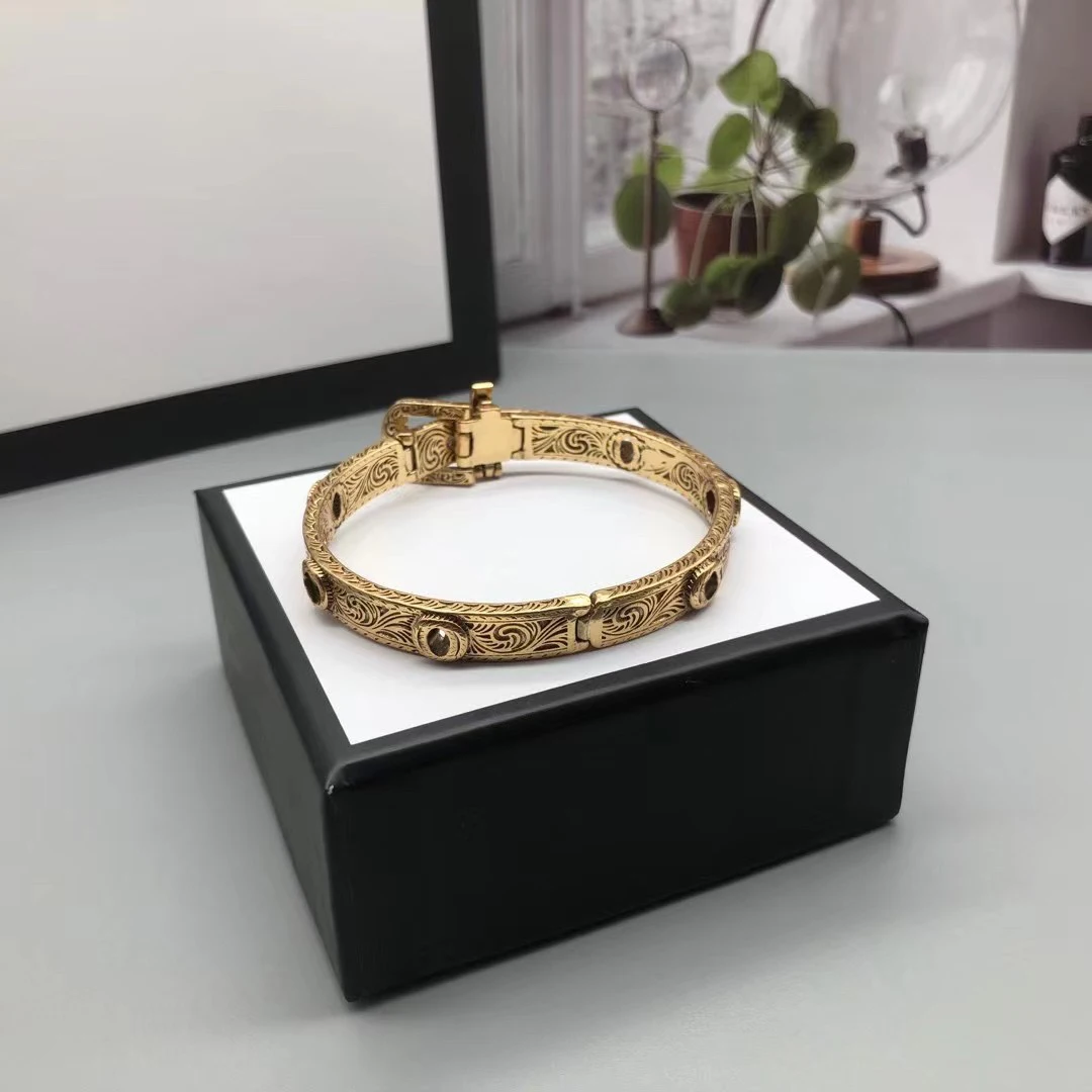 

S925 Sterling Silver 2021 fashion luxury retro carved bracelet for men and women