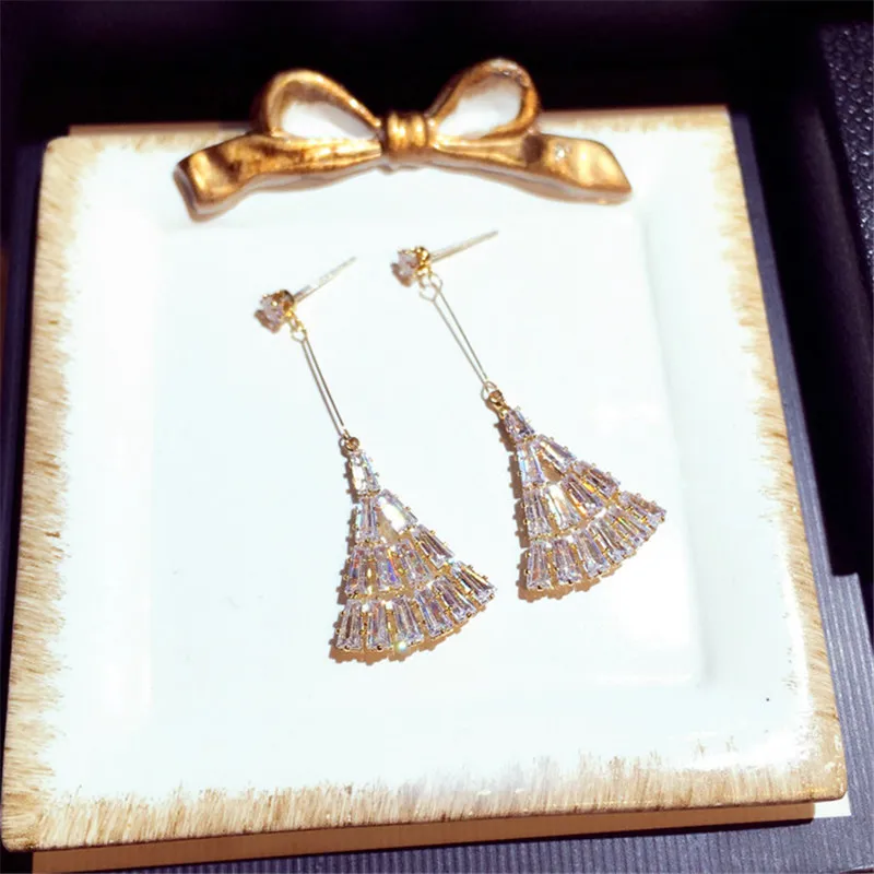 New Fashion Long Earrings For Women Korean Gold Color &amp Silver Rhinestone Dangle Female | Украшения и аксессуары