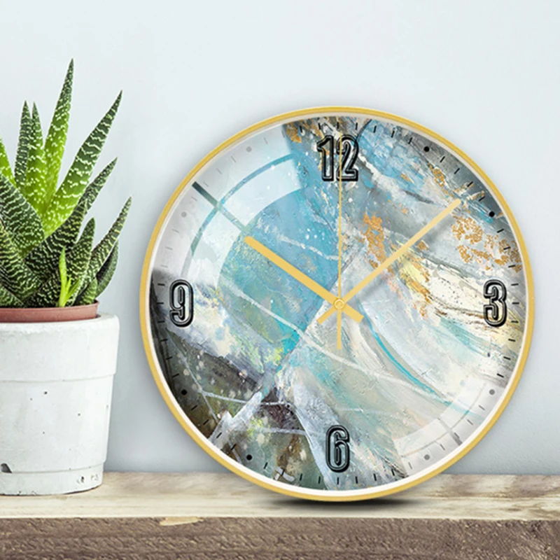 New 3D Wall Clock Abstract Marble Digital Modern Design Luxury 12/14inch Watch For Home Decor Silent Duvar Saati | Дом и сад