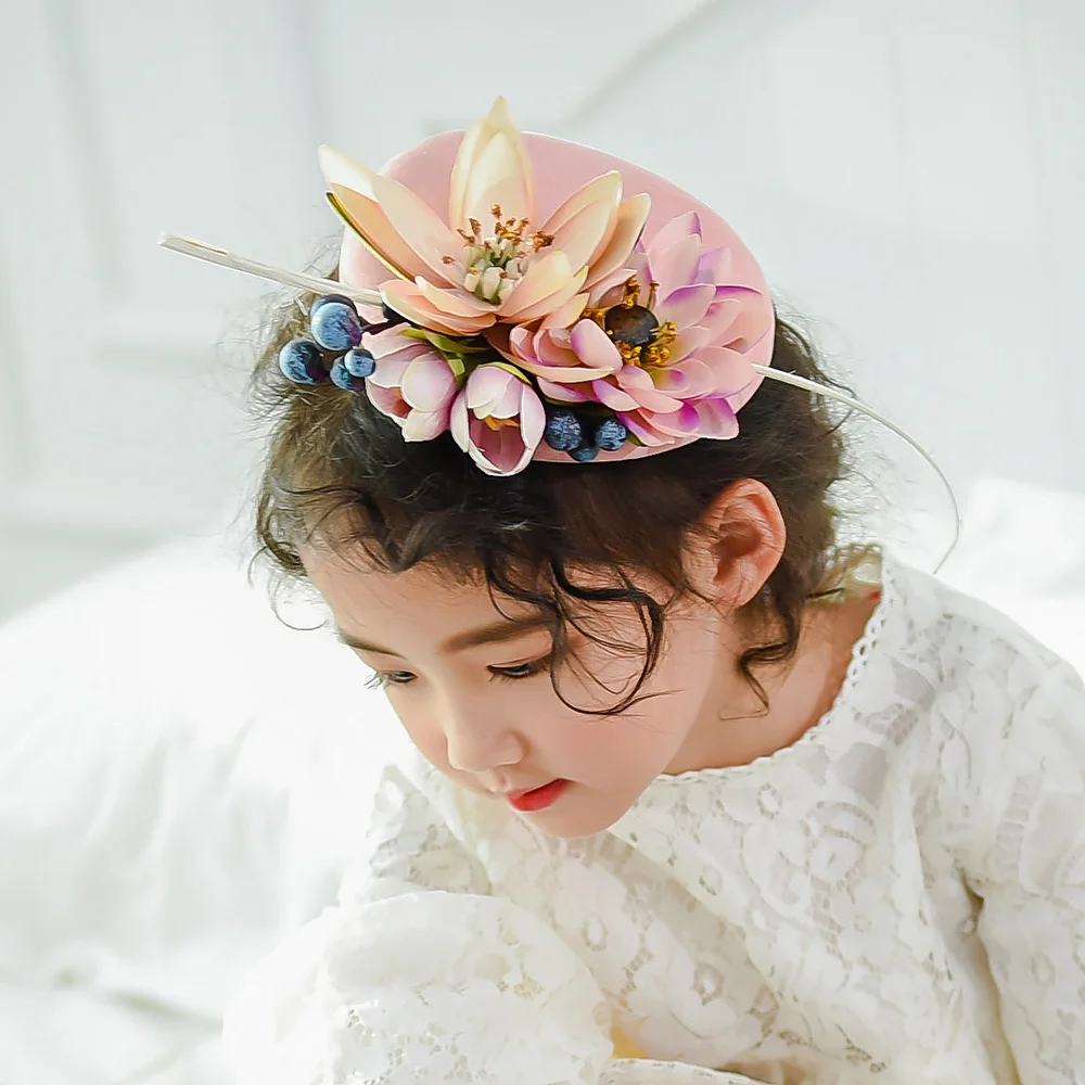 Для торжественного случая шапка для женщин и девушек лотоса цветы перья шляпа
