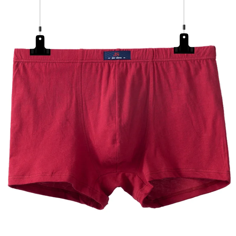 Men's Shorts Red Boxers Men Solid Underwear Mid-Rise Breathable Ropa Interior Hombre Men Underpants