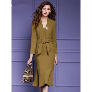 ZUOMAN Women Winter Elegant Dress Festa High Quality Office Cocktail Party Robe Femme Vintage Designer Trumpet Vestidos M-3XL