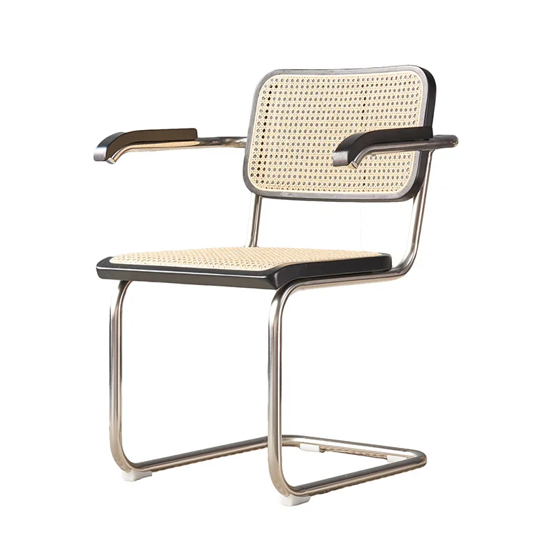 

Nordic Rattan Chair Simple Household Solid Wood Back Armchair Retro Dining Chair Light luxury Furniture Dining Chair
