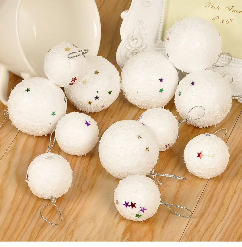 Белый 6 шт рождественские DIY снежные шары вечерние украшения для рождественской елки висячие украшения 50 мм Елочная игрушка с орнаментом красочные звезды