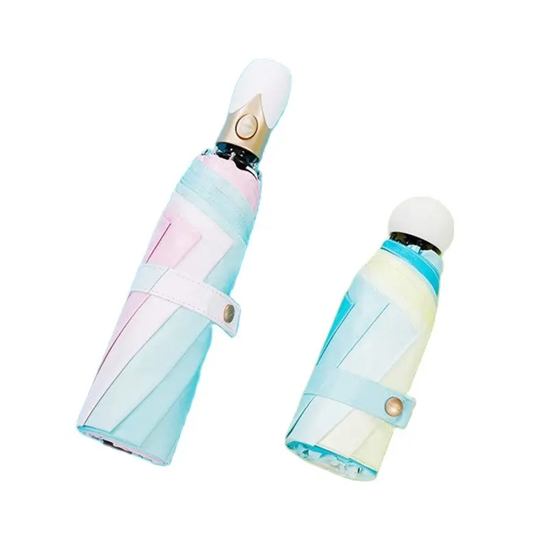 

High Quality Mini Pocket Gradient Umbrellas Parasol Folding Men Umbrellas Rain For Womens UV Windproof Umbrella