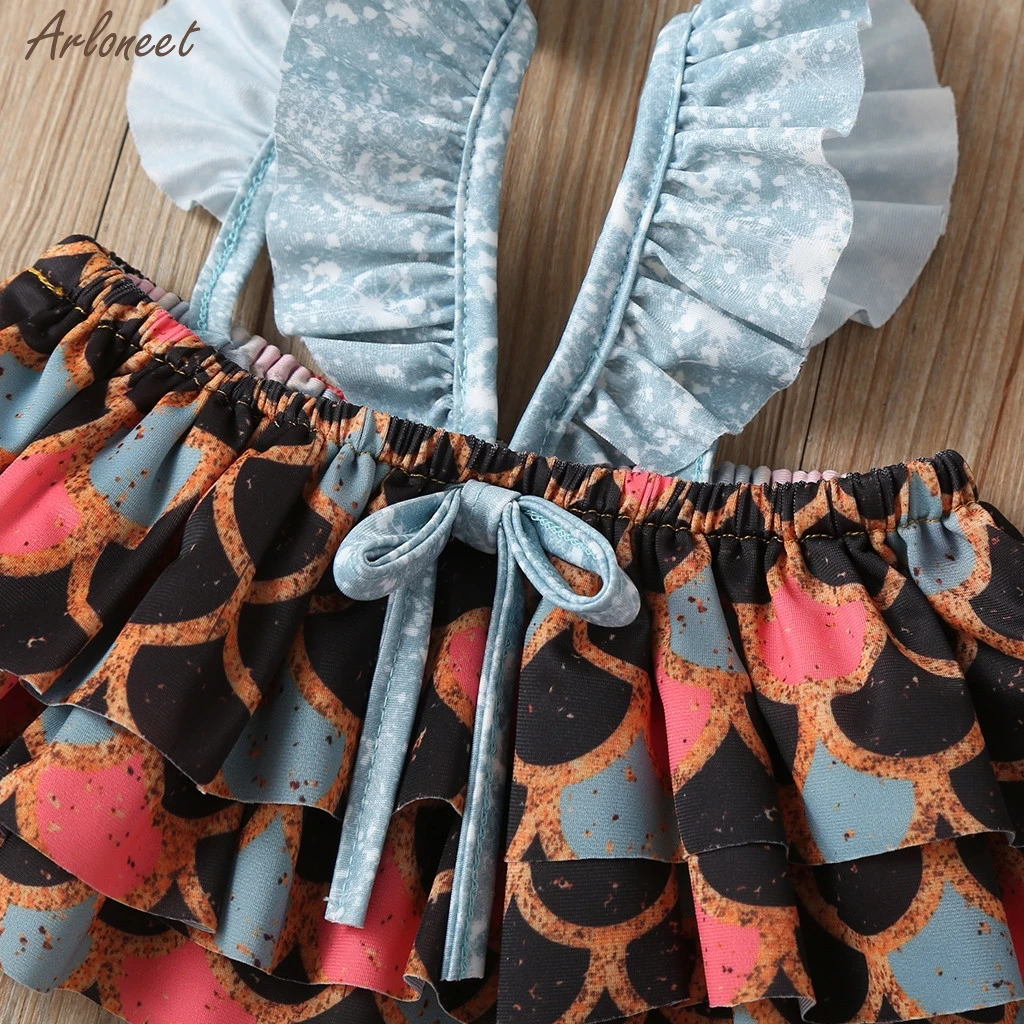 

Girls Swimwear Summer Kids Baby Girl Sleeveless Cartoon Ruffle Swimwear Baby Swimsuit Bikini Outfits Fashion New 2020 Beachwear