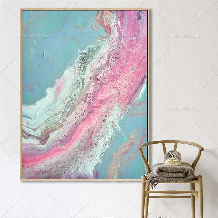 Большой размер розовый абстрактный холст живопись гостиная ресторан украшение