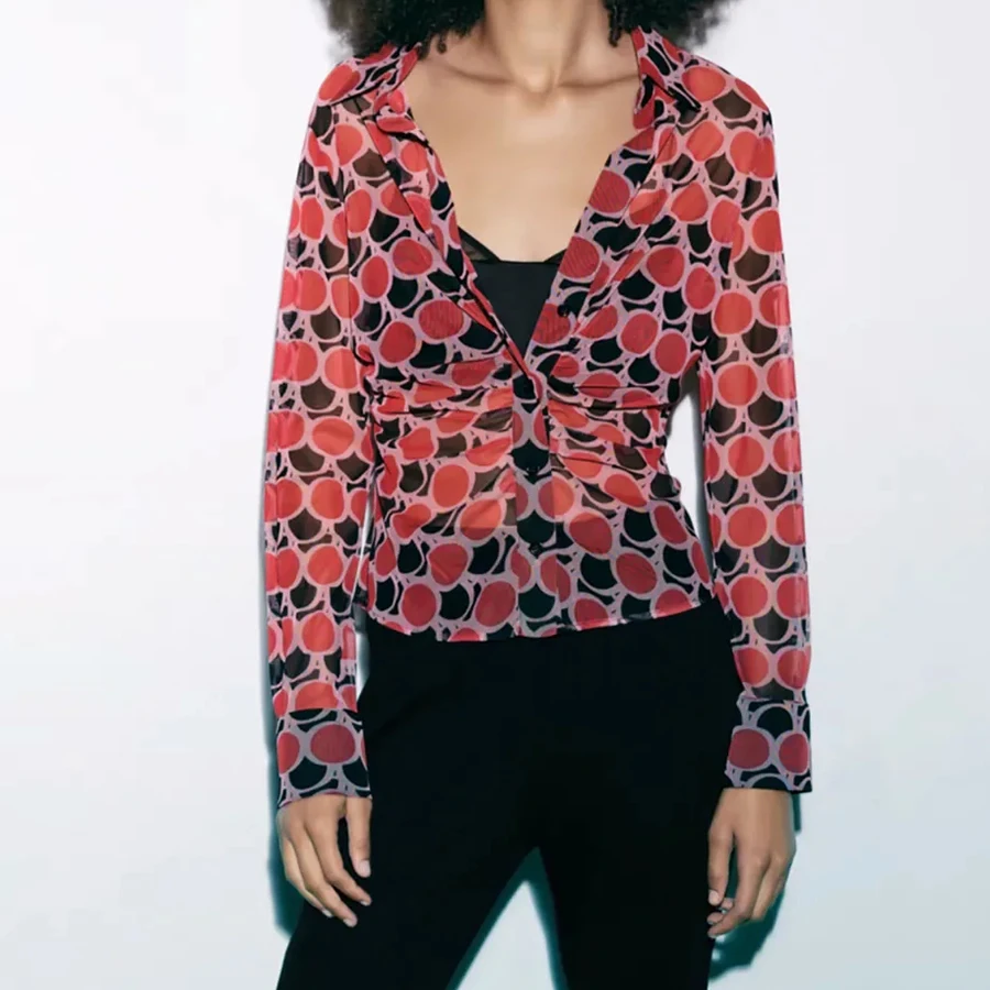 

Женская рубашка с цветочным принтом, с длинным рукавом, на пуговицах