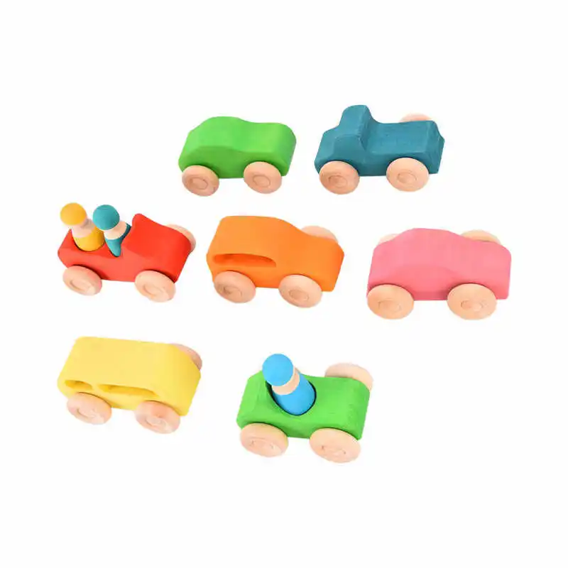 Деревянные автомобильные блоки отличные прочные Обучающие игрушки яркий