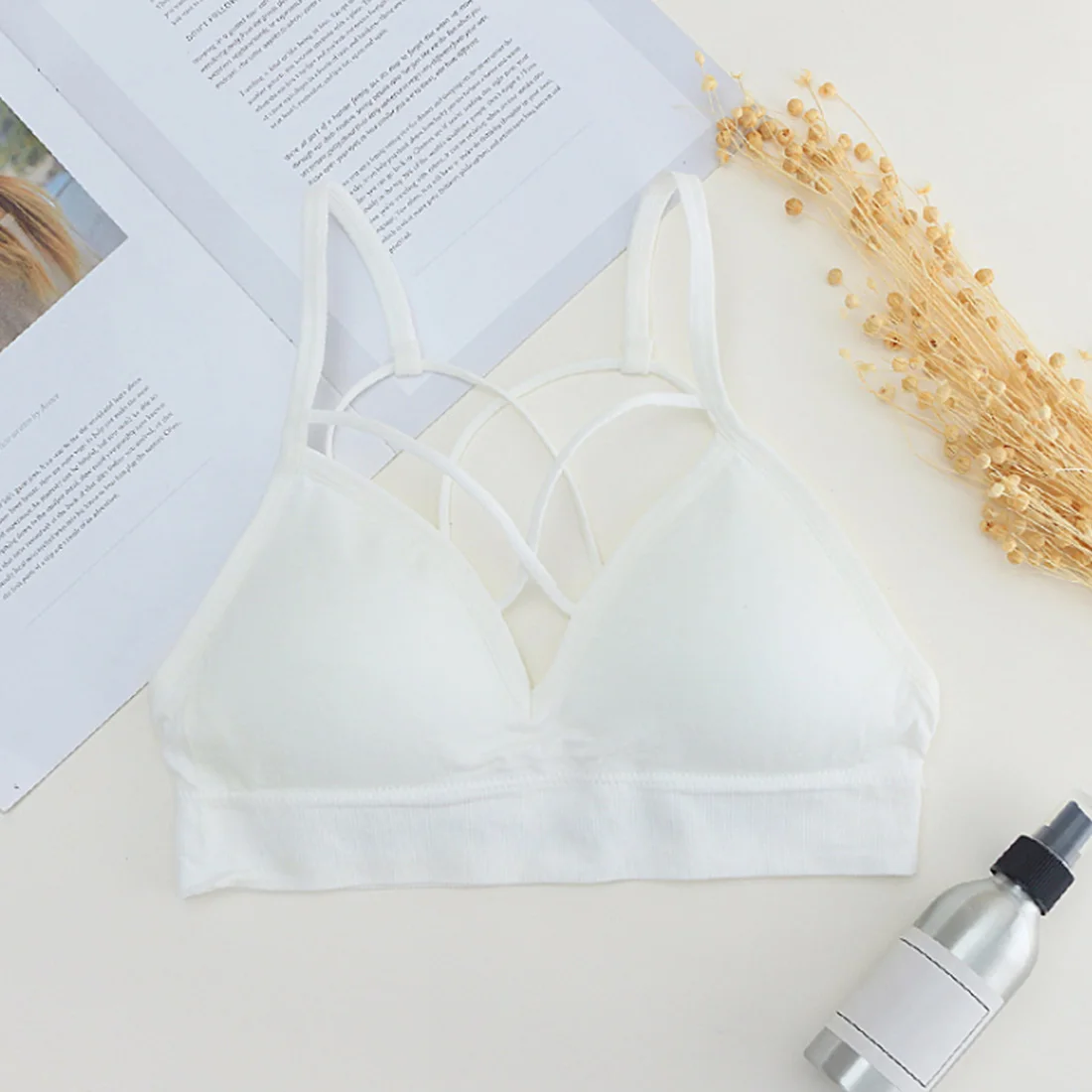 

Однотонный сексуальный бюстгальтер с V-образным вырезом, без косточек, дышащий простой женский бюстгальтер, бесшовное нижнее белье, удобный...