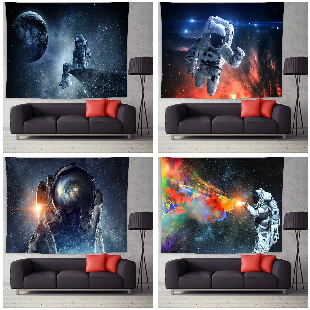 

3D Astronaut Printed Wall Hanging Tapestry Blanket Planet In Space Nebula and Stars Tapestries for Bedroom Home Decor