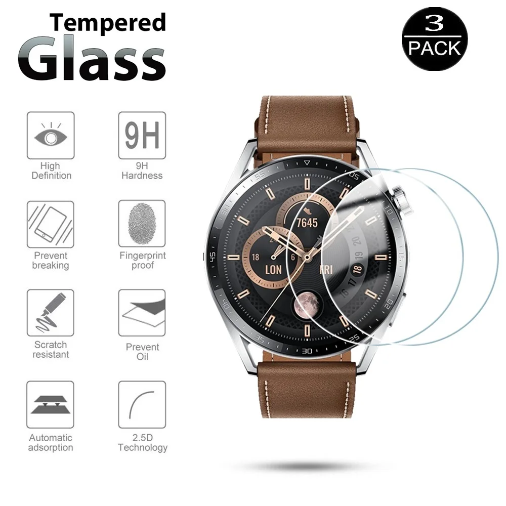 3 шт./компл. защитная пленка для экрана для часов HUAWEI Watch GT Runner GT3 46 мм GT2 Pro, ультра-прозрачный протектор против царапин, закаленное стекло.