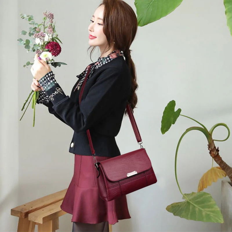 Сумки через плечо для женщин дамские сумочки на ремне с кожаным клапаном дешевые