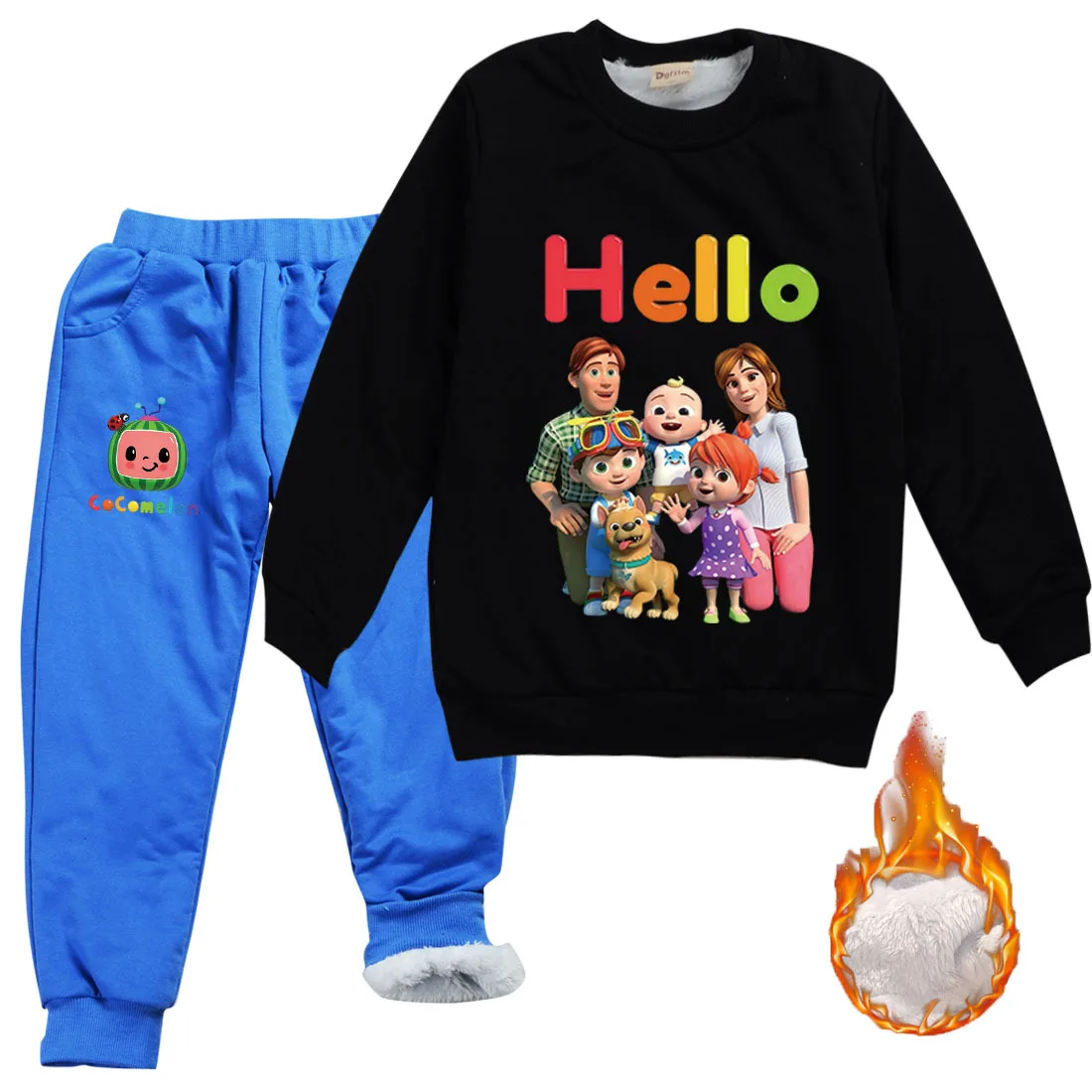 

Autumn Winter Newborn Cocomelon Clothes Baby Boys Velvet Fur Sweatshirts+pants 2pcs Sets Toddler Girls Outfits Children Homewear