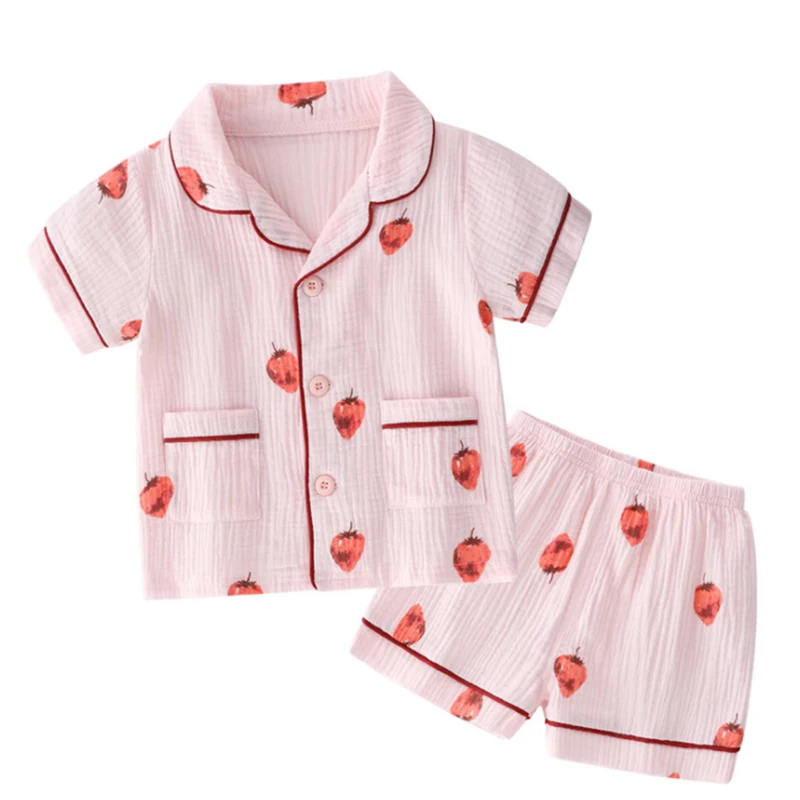 Летняя Пижама BINIDUCKLING для девочек и детей комплект с короткими рукавами одежда