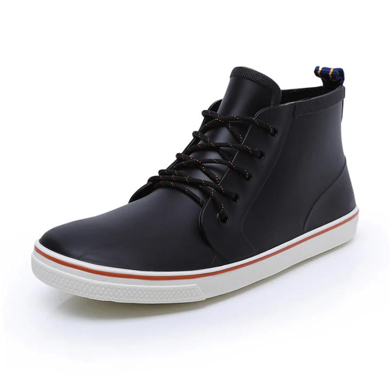 Резиновые резиновые ботинки для мужчин без шнуровки мягкие однотонные галоши