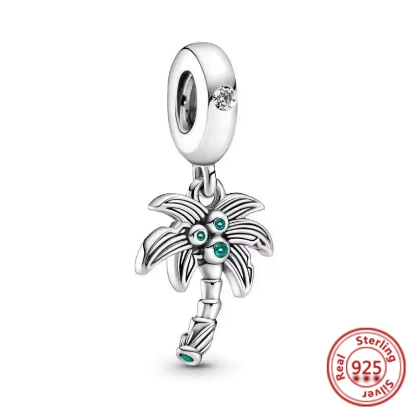

New Real 925 Silver Blue Scaled Fish Coconuts Globe Dangle Charm Beads Fit Original Pandora Bracelet Women Jewelry Free Shipping