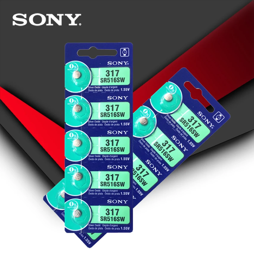 10 шт. Sony 100% оригинальный 317 SR516SW SR516 1 55 в кнопочный элемент серебряного цвета