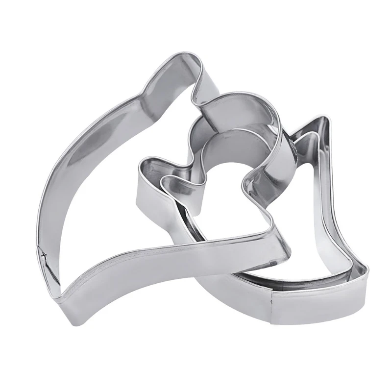 

X37B 3 Pcs/Set Stainless Steel Halloween Ghost Cookie Cutters Cake Fondant Decorating Tool DIY Mould Cookies Baking Mold