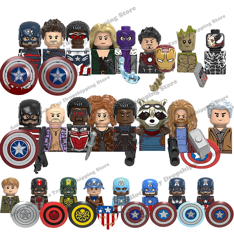 

Iron man Spiderman Captain America Thor Venom Marvel anime bricks mini action toy figures Assemble toy dolls blocks kids gifts
