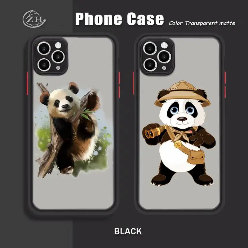 

Like Pandas Phone Case Black Mint Matte Color For IPhone X XS Max XR 7 8 6 6S Plus 12 11 Pro Max Shockproof Clear Cover