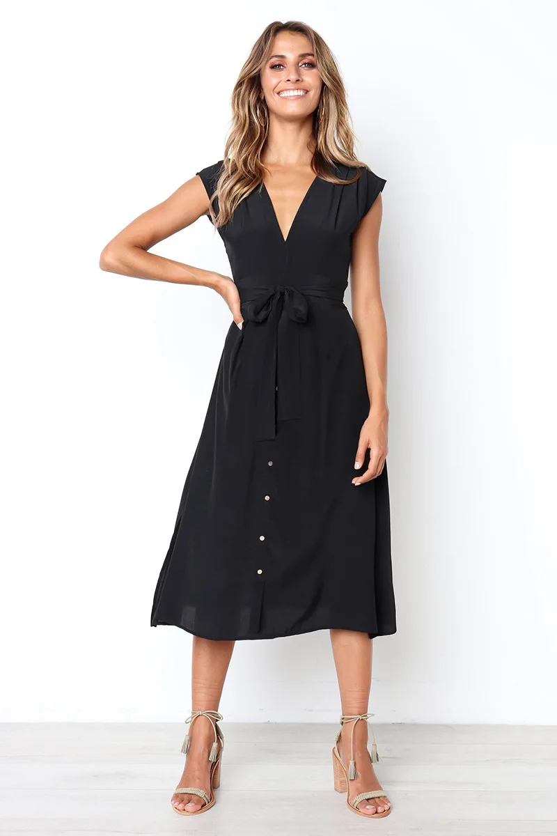

2021 Summer New Fashion Striped Lace Button Women's Dress