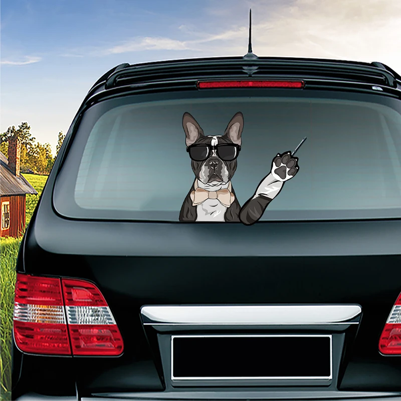 

13cm Removable and Reusable French Bulldog Car Wiper Stickers for Car Rear Windshield Window Waving Wiper Stickers