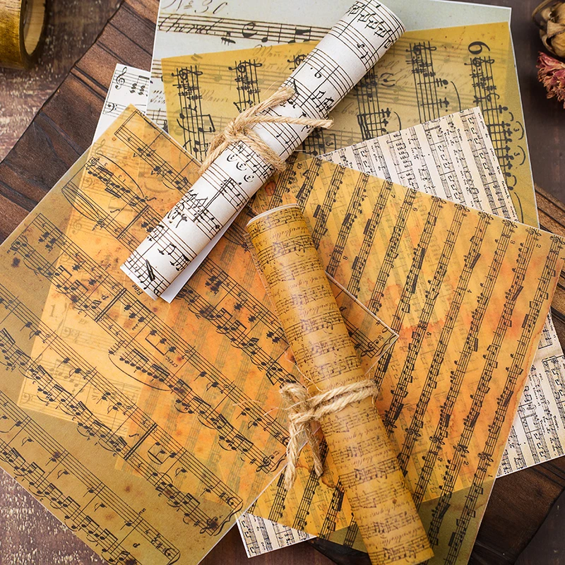 8 шт./пакет винтажный музыкальный художественный бумажный узор пакет для