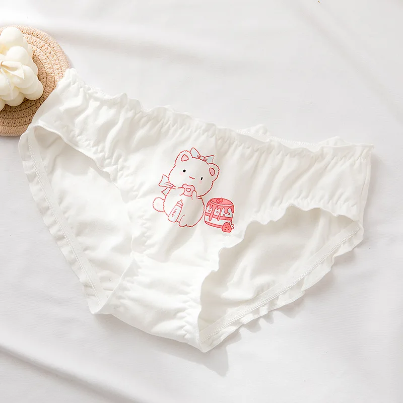 

SP&CITY Cute Cat Print Panties Sexy Seamless Underpants Wrinkled Edges Women's Cotton Briefs Low-rise Lingerie Comfort Underwear