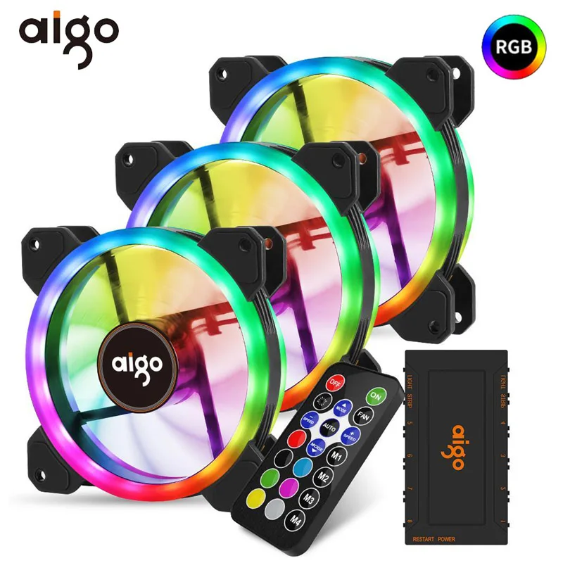 Aigo DR12 120 мм вентилятор чехол для ПК кулер RGB светодиодный довольно регулируемый