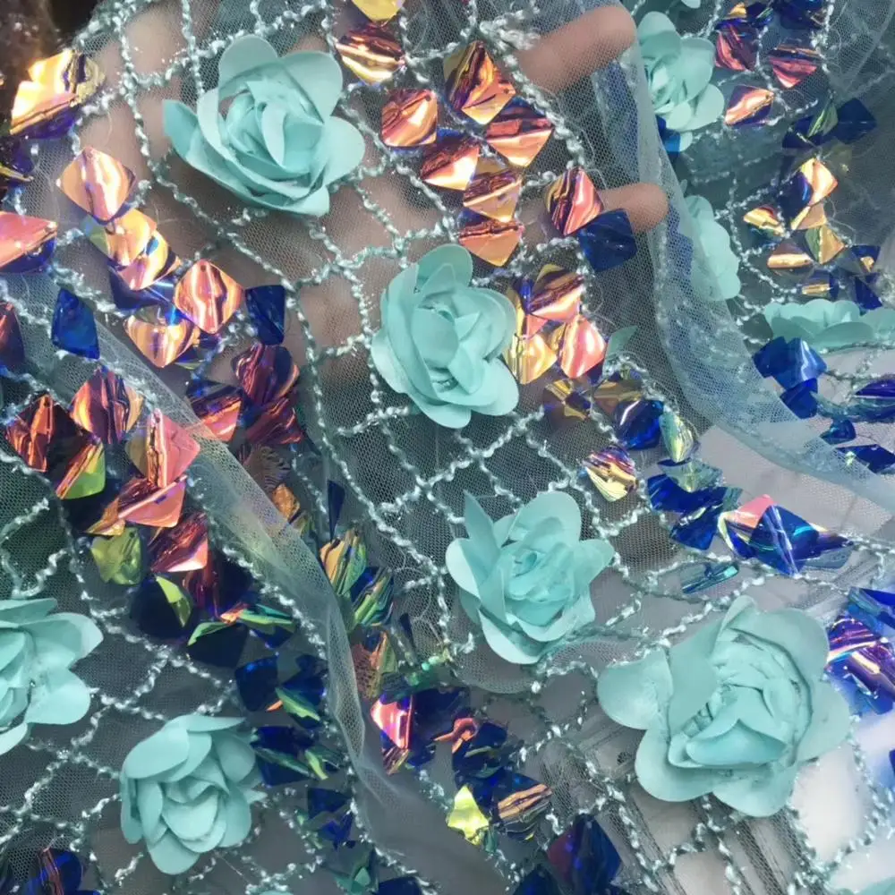 Африканская кружевная ткань высокого качества с последовательностью 3d Цветы