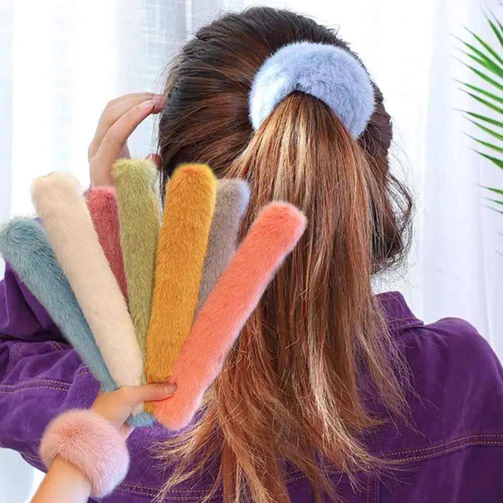 

Plush Hair Ring Female Back Head Tie Hair Band Ponytail Hair Ring Korean Autumn And Winter Hair Accessories