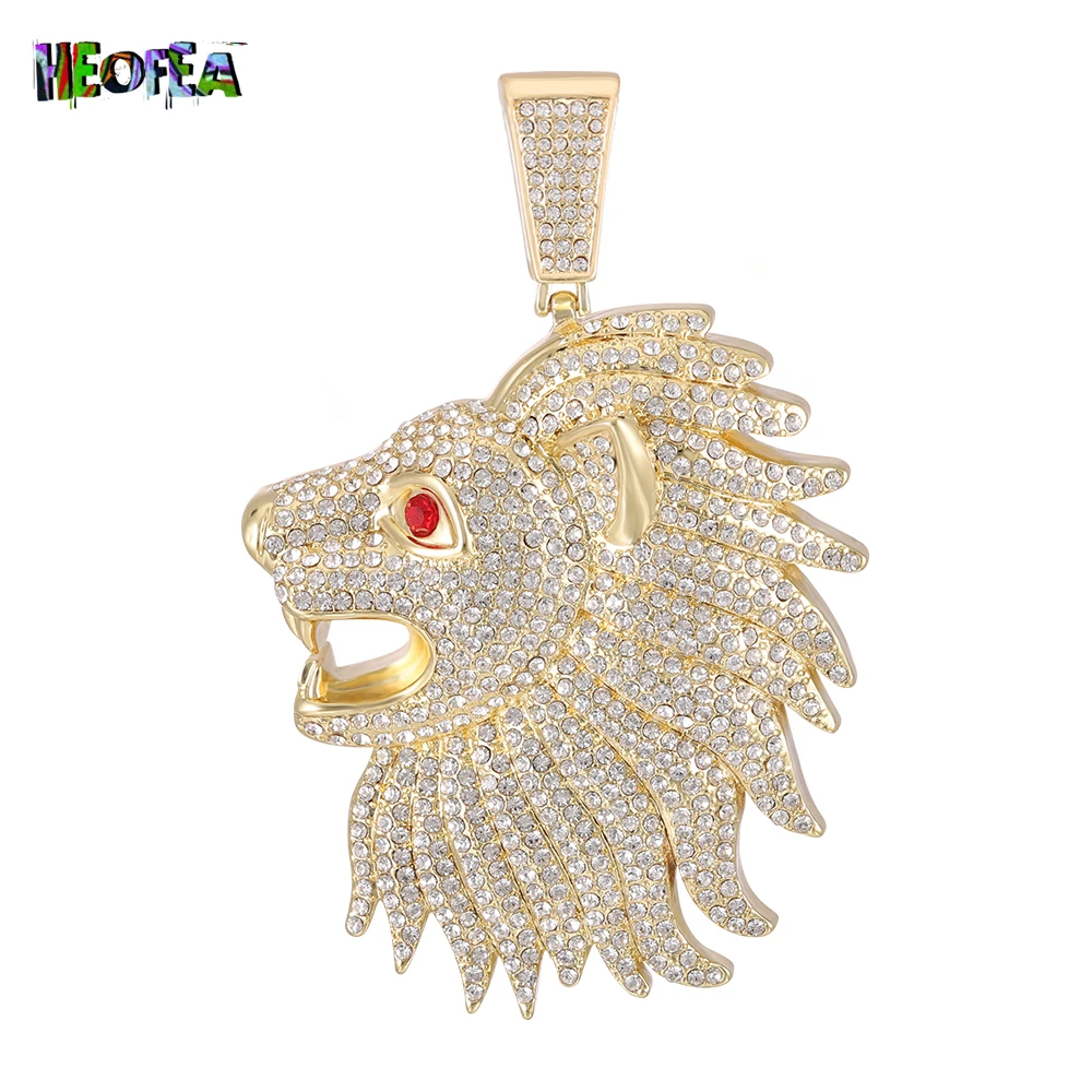 

New Style Zircon Luxury Necklace Men's Lion Head Pendant Hip hop Iced Out Cuban Chain Gold Silver Color Fashion Punk Jewelry
