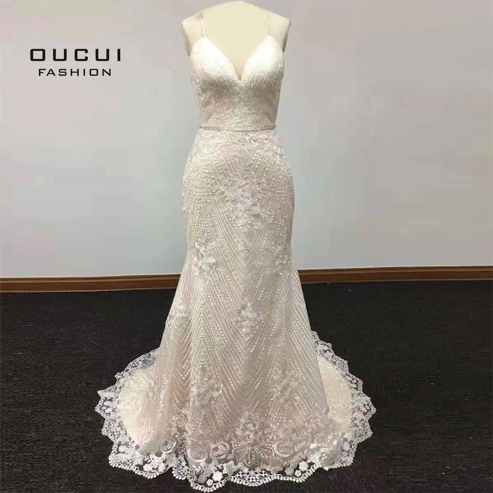 Винтажное сексуальное длинное свадебное платье Русалка с v образным вырезом