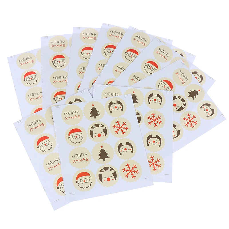 120pcs 60-500 шт Веселый Рождественский Санта Клаус Олень декоративные круглые самоклеящиеся уплотнительные наклейки s Подарочный стикер для канцелярских товаров - Цвет: 120pcs