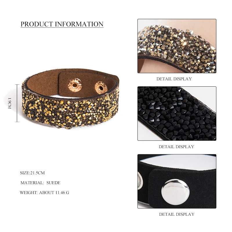 Широкий из искусственной кожи браслет Fever &amp Free роскошные модные стразы с