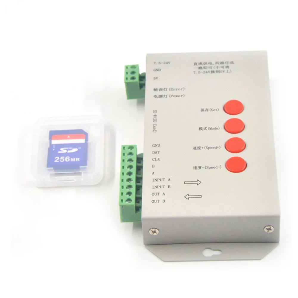 T1000S SD карты Пиксели контроллер светодиодный RGB для WS2801 WS2811 WS2812B LPD6803 2048 DC5 ~