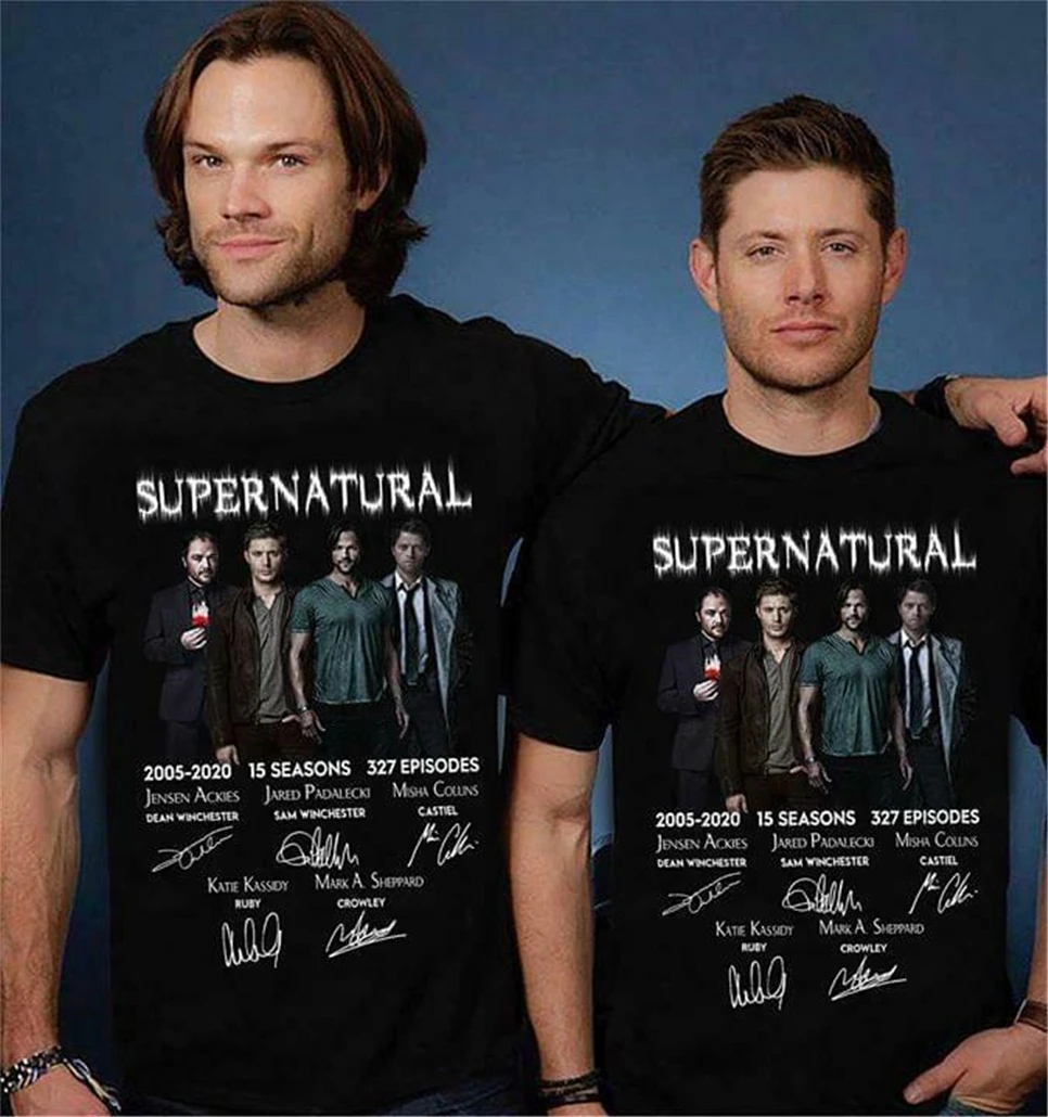 Сверхъестественное 2005 2020 символов подписи футболка черный хлопок мужская S-6Xl
