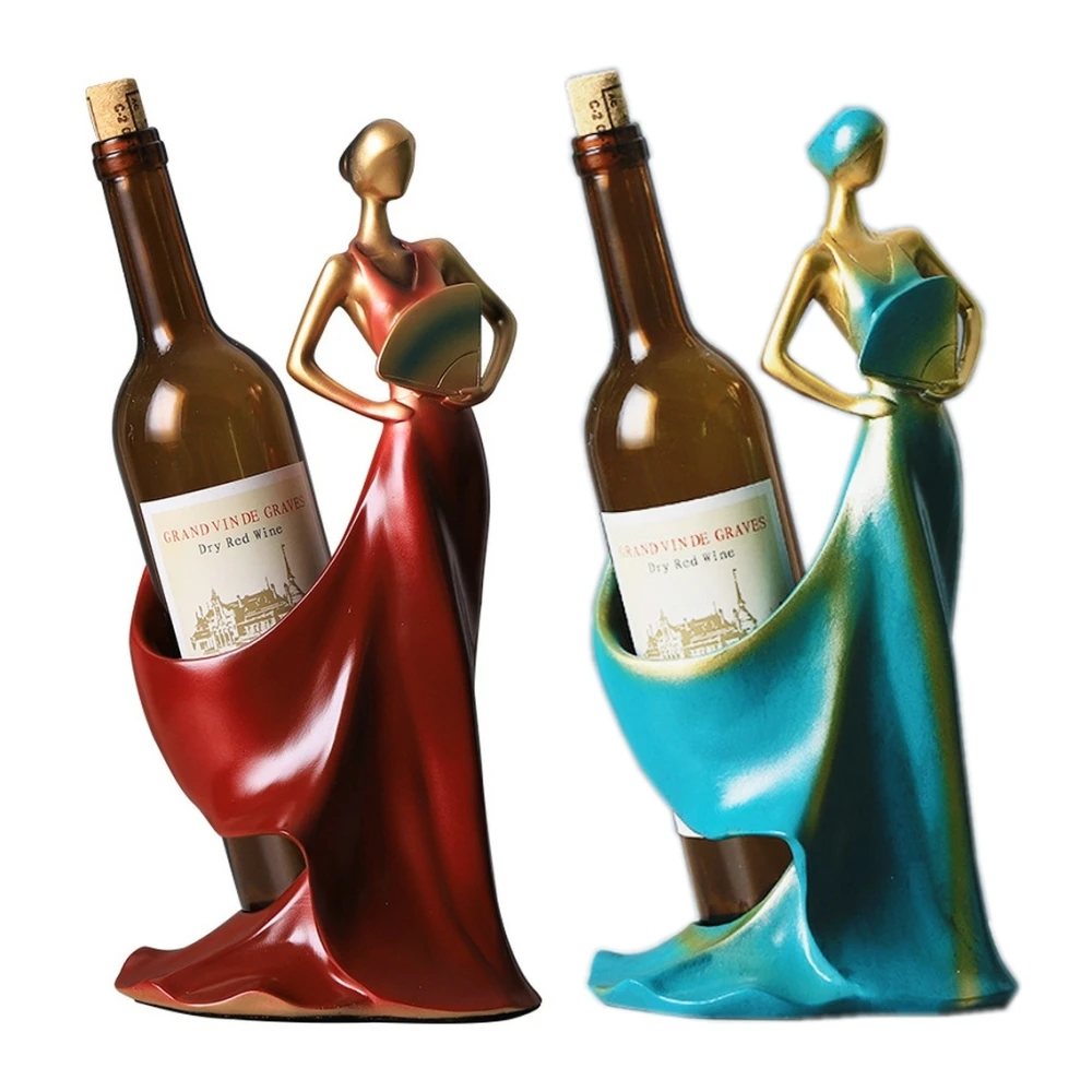 

Home Decorative Figurines Ornaments Take Fan Beauty Wine Rack Decoration Creative Wedding Craft