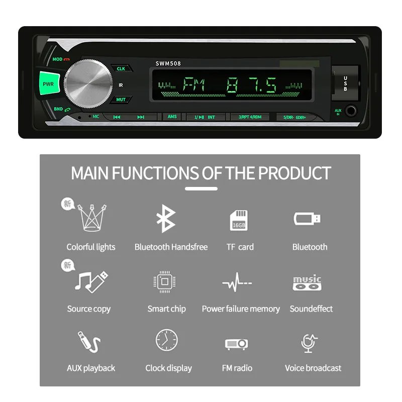 Автомобильный стерео MP3-плеер TomoStrong USB-аудиосистема FM-радио приемник чтение карт